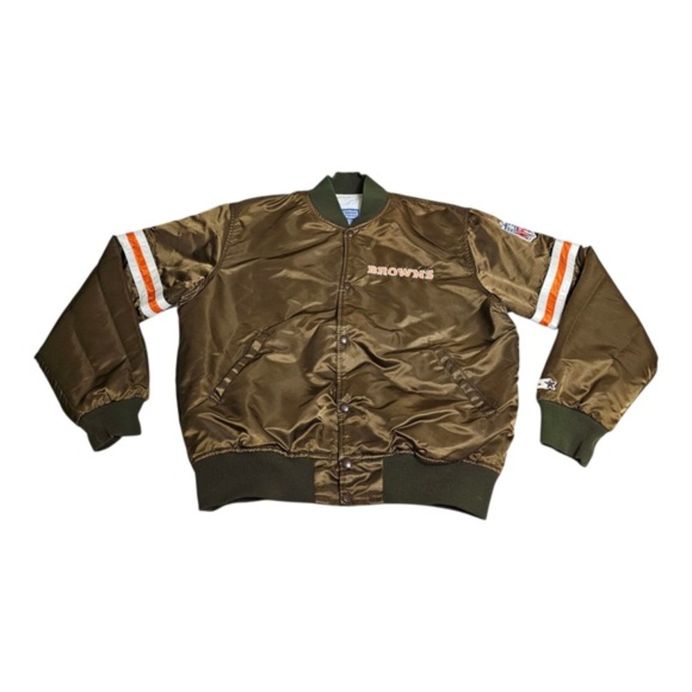 Vintage Cleveland Browns Starter Satin Bomber Jacket Size Large NFL 80s/90s